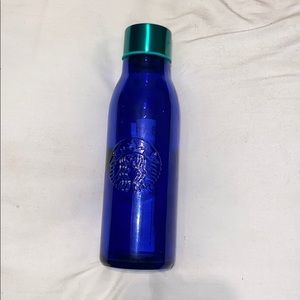 Blue Starbucks glass bottle